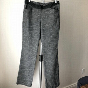 Express Editor Black White Marled Dress Pants Faux Leather Trim Size 6